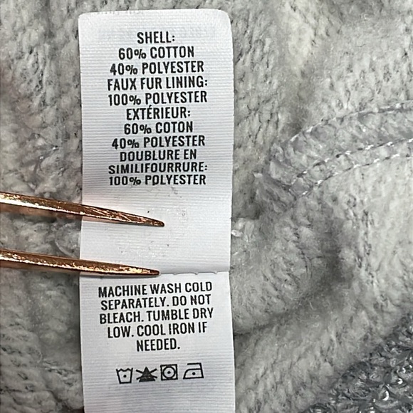 Aerie Oversized Cozy Spring Street Faux Fur Lined Hoodie Sweatshirt Gray M - Picture 12 of 16